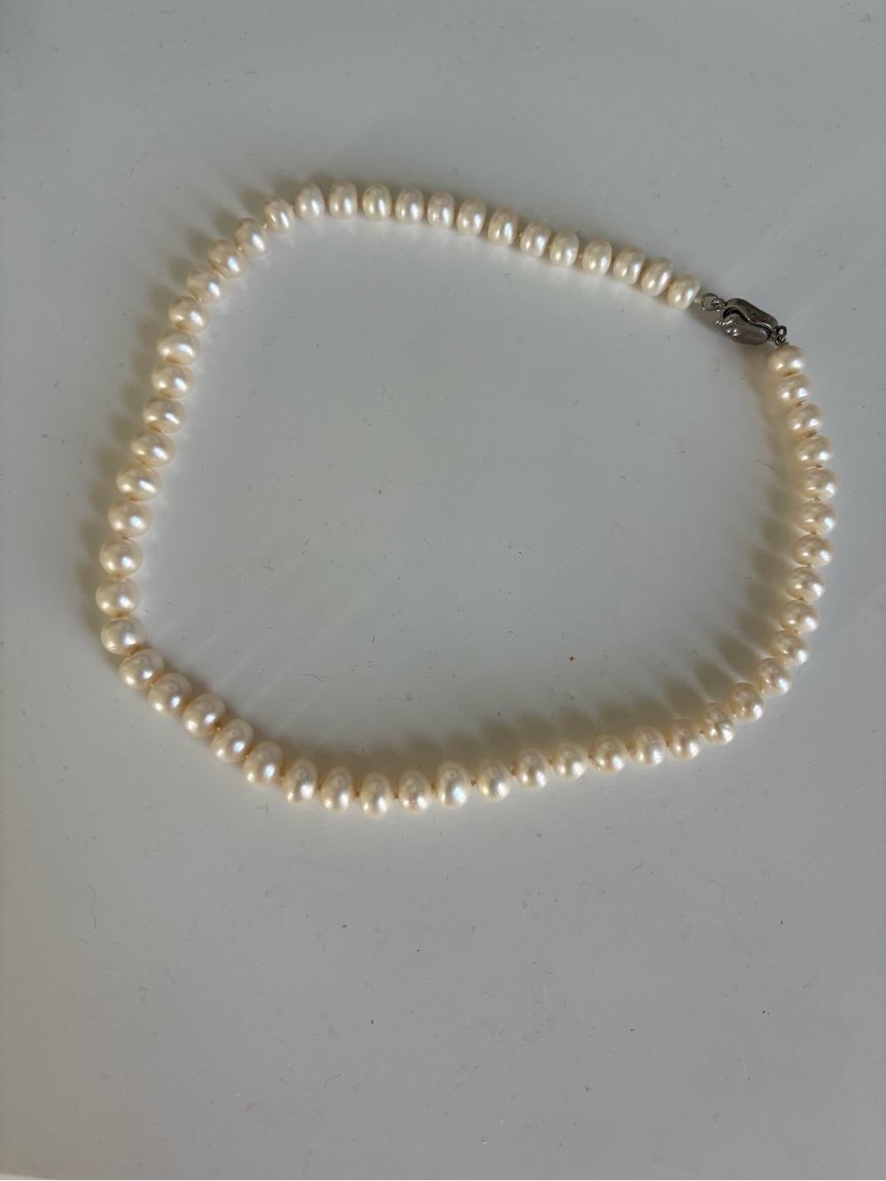 Classic White Pearl Necklace with Silver Clasp